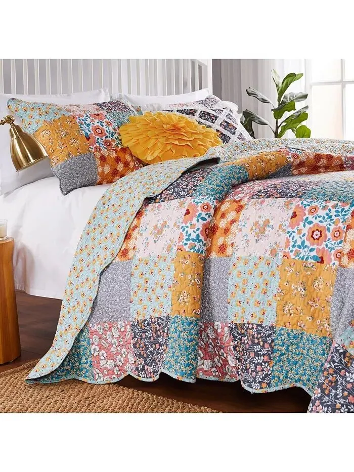 Комплекты одеял Carlie Calico Greenland Home Fashions — изображение 1 из 5, бирюзовый