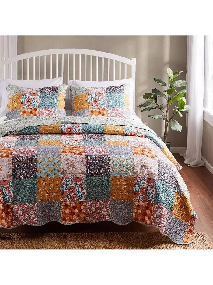 Комплекты одеял Carlie Calico Greenland Home Fashions — изображение 2 из 5, бирюзовый