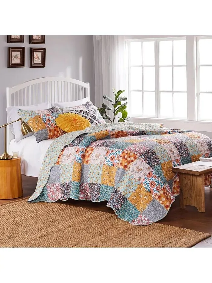 Комплекты одеял Carlie Calico Greenland Home Fashions — изображение 3 из 5, бирюзовый