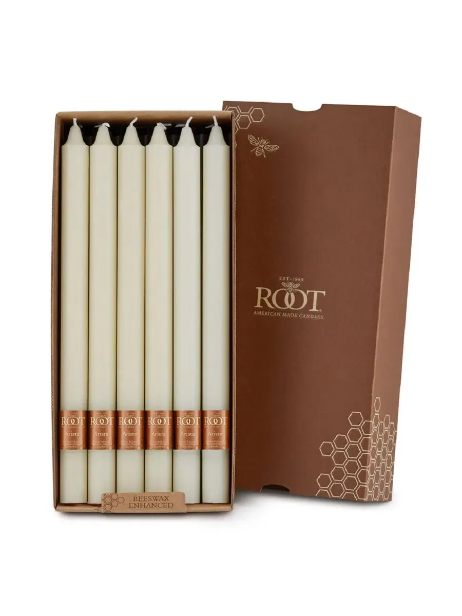 Набор свечей Arista 12" Taper Candle Set, 12 штук ROOT CANDLES — изображение 1 из 2, белый