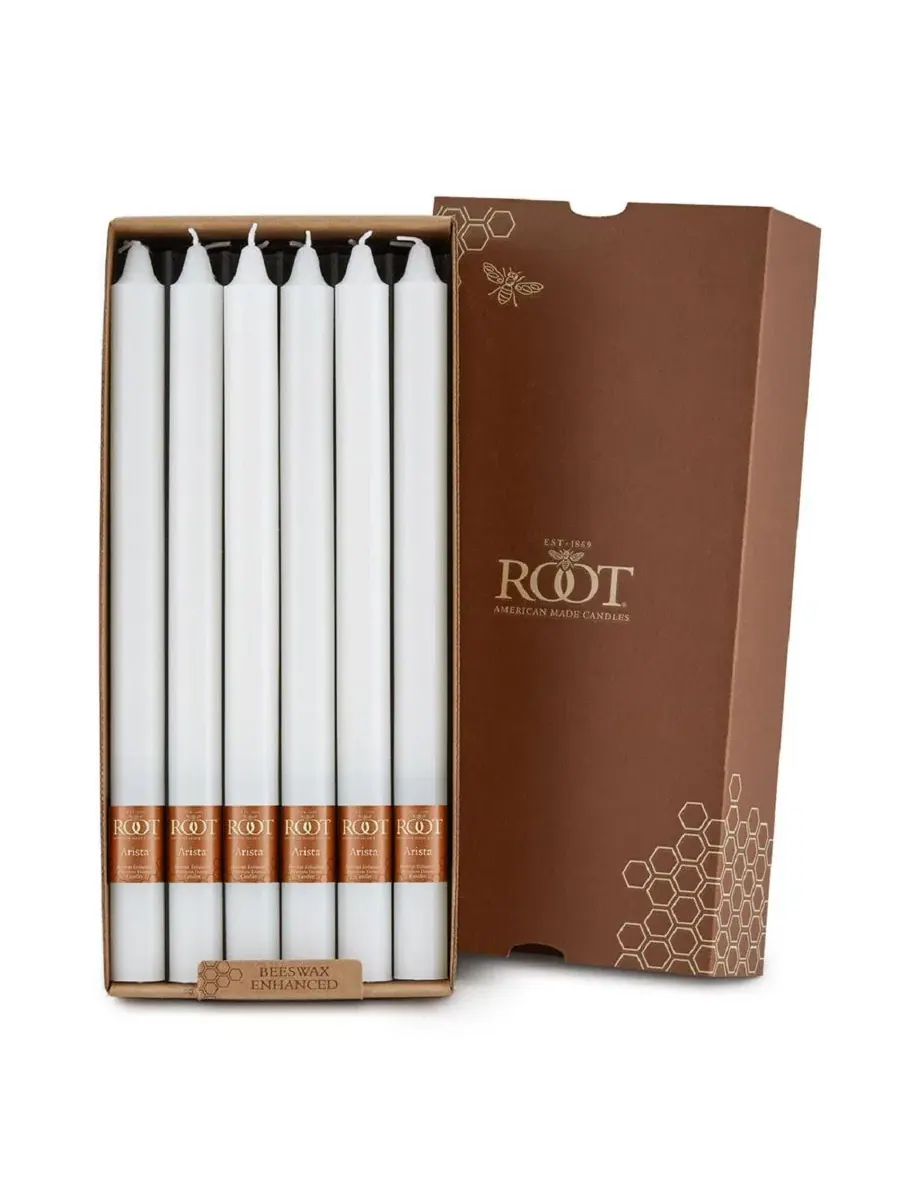 Набор из 12 свечей Arista 12" Taper ROOT CANDLES — изображение 1 из 2, белый