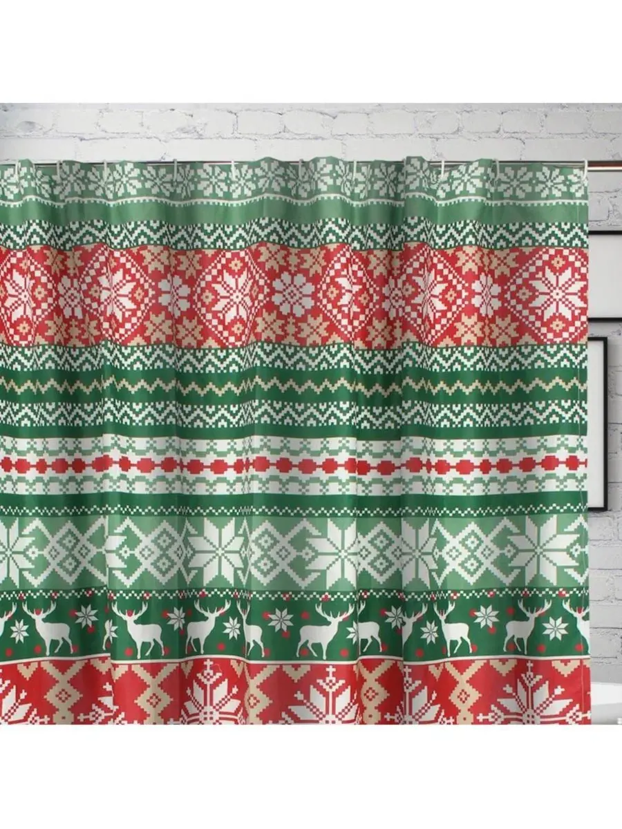 Шторка для ванной с принтом Fair Isle Greenland Home Fashions — изображение 2 из 3, красный