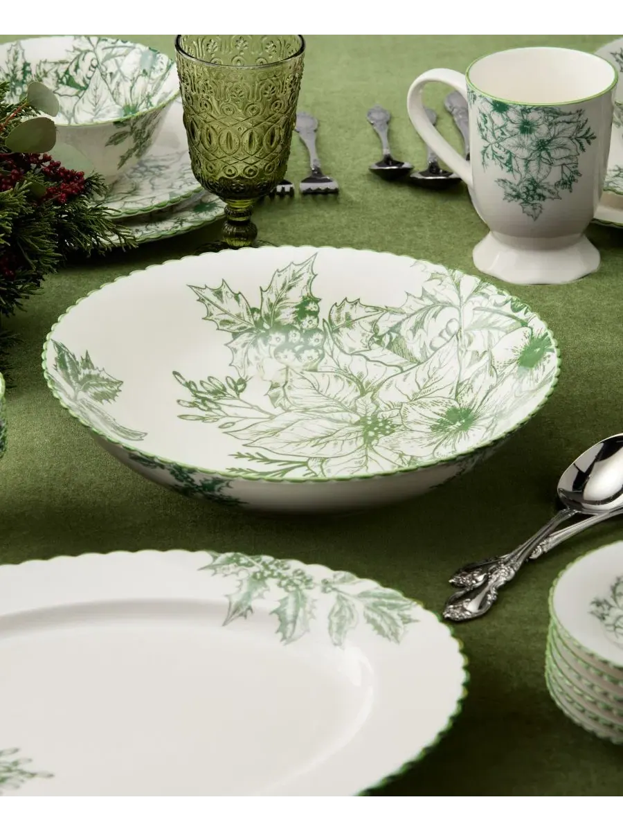 Сервировочная чаша Winter Evergreen, 30 см, 2.6 л, фарфоровая Certified International — изображение 2 из 3, мульти