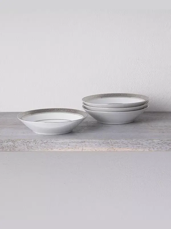 Набор из 4 ваз для фруктов Crestwood Platinum, сервиз на 4 персоны Noritake — изображение 2 из 2, белый