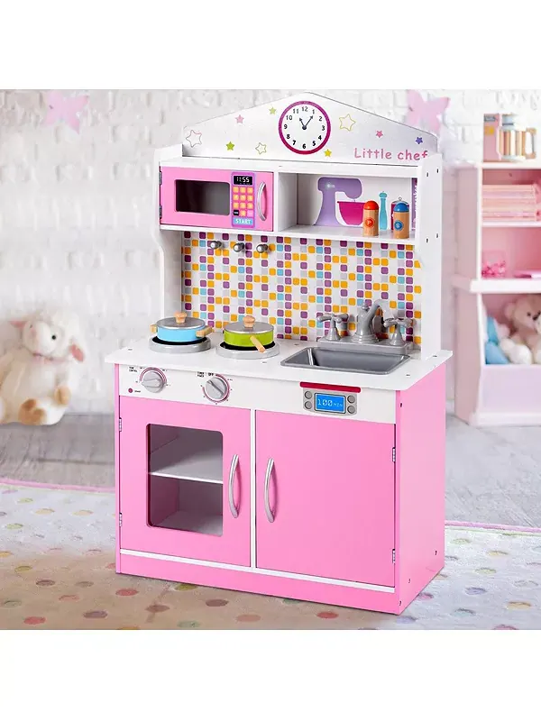 Детский деревянный кухонный набор для приготовления блюд Mecale — изображение 3 из 4, розовый