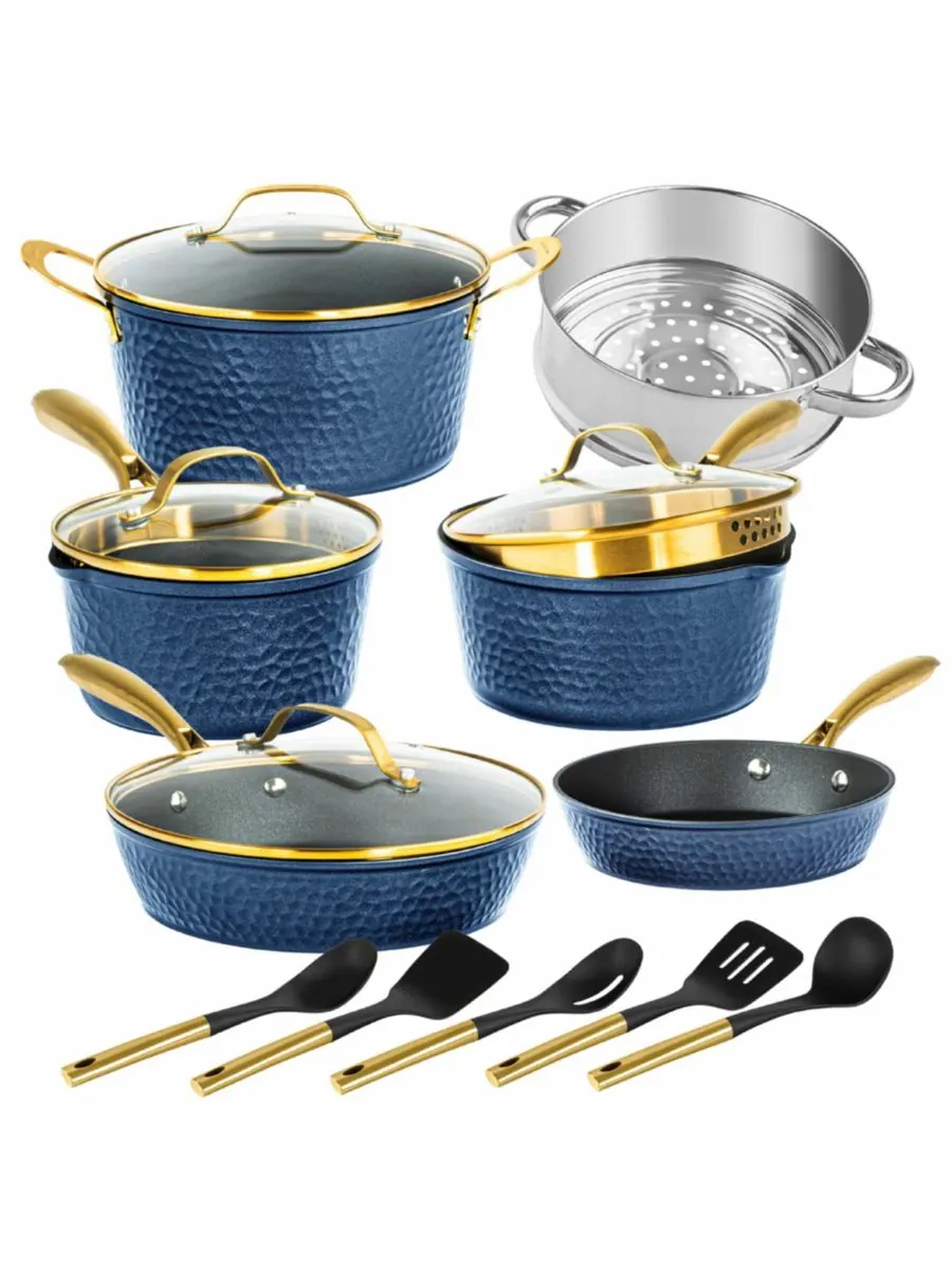 Набор посуды Charleston Collection из 15 предметов с антипригарным покрытием из кованой керамики