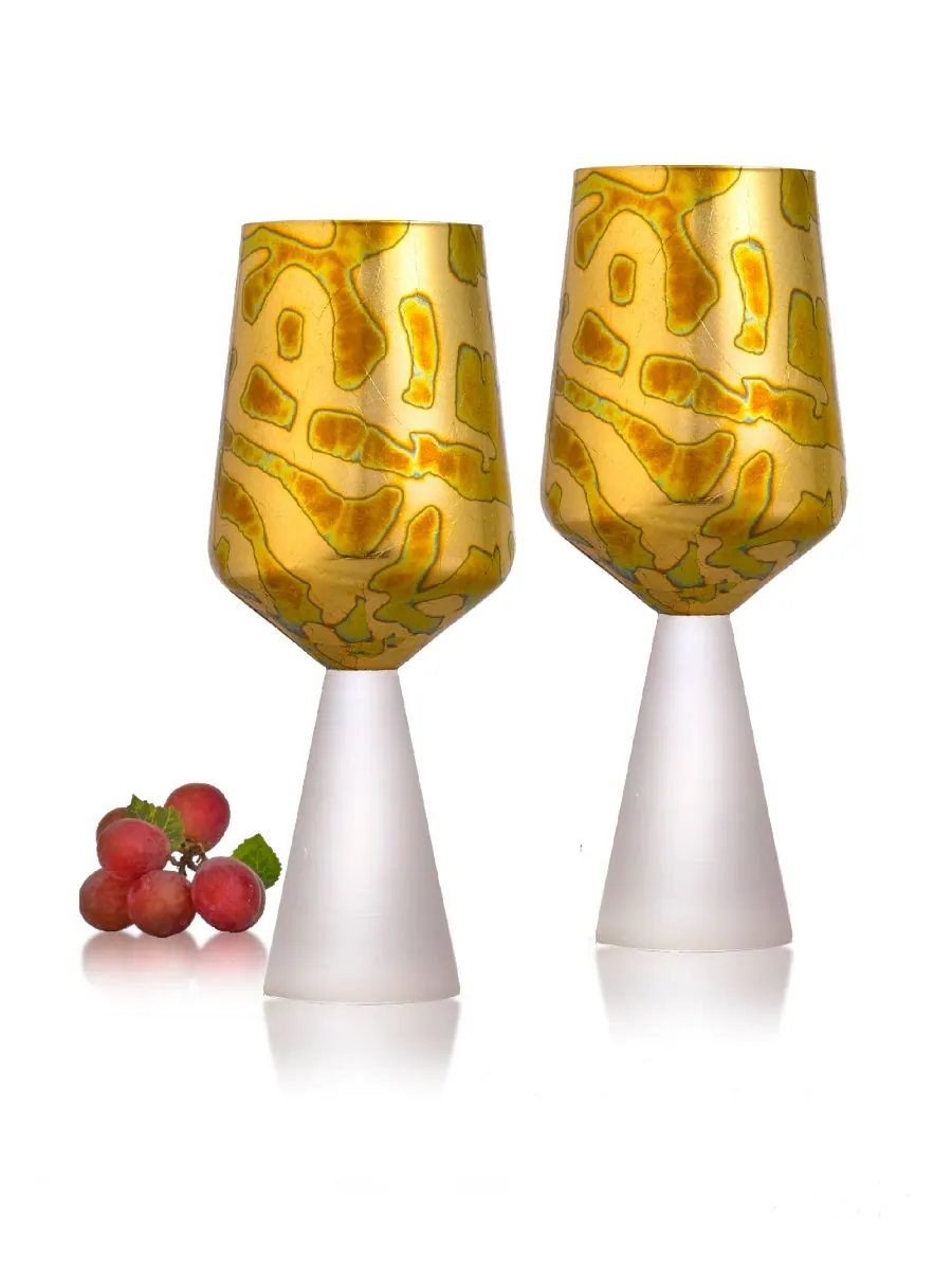 Универсальные бокалы для вина Roman, набор из 2 штук, 440 мл Qualia Glass — изображение 1 из 2, золотистый