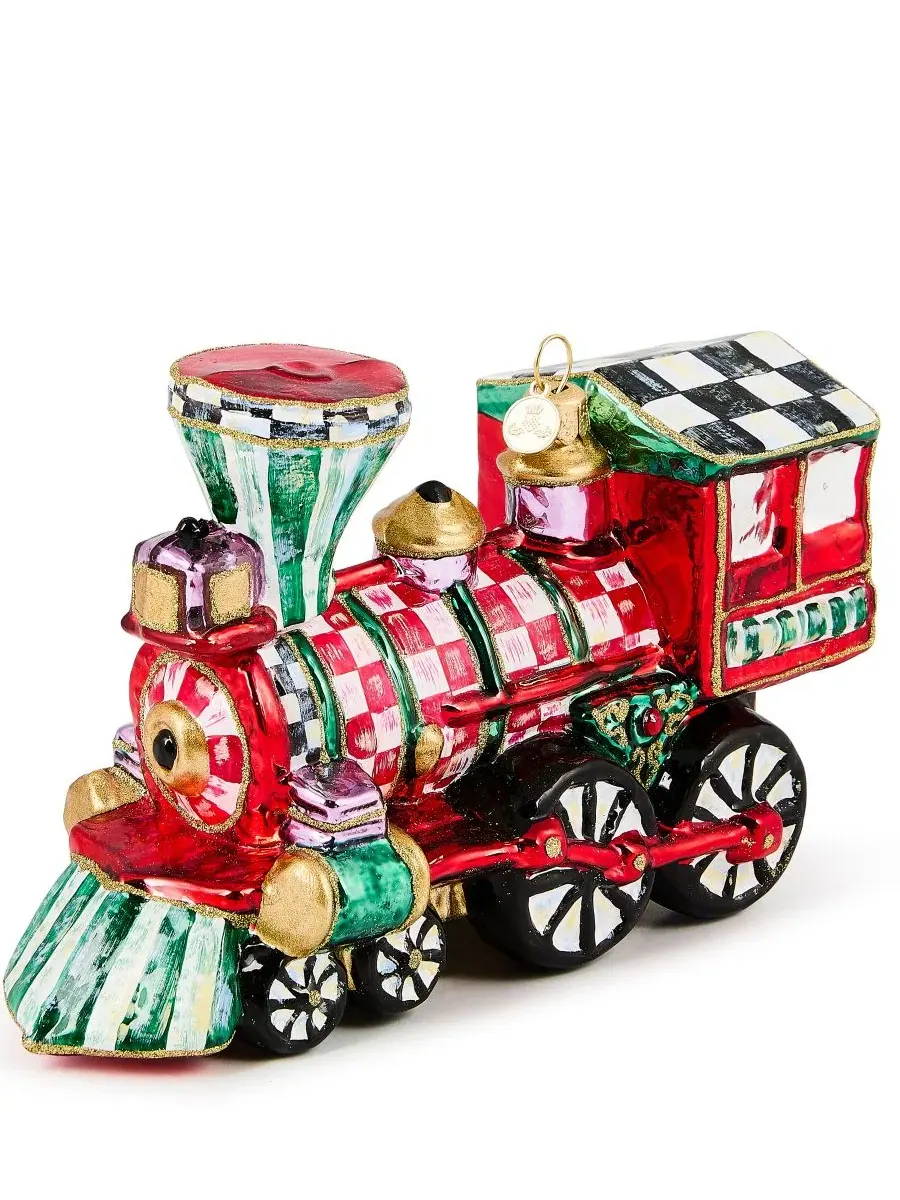 Елочная игрушка «Паровоз» Courtly Check Train MacKenzie-Childs — изображение 1 из 3, мульти