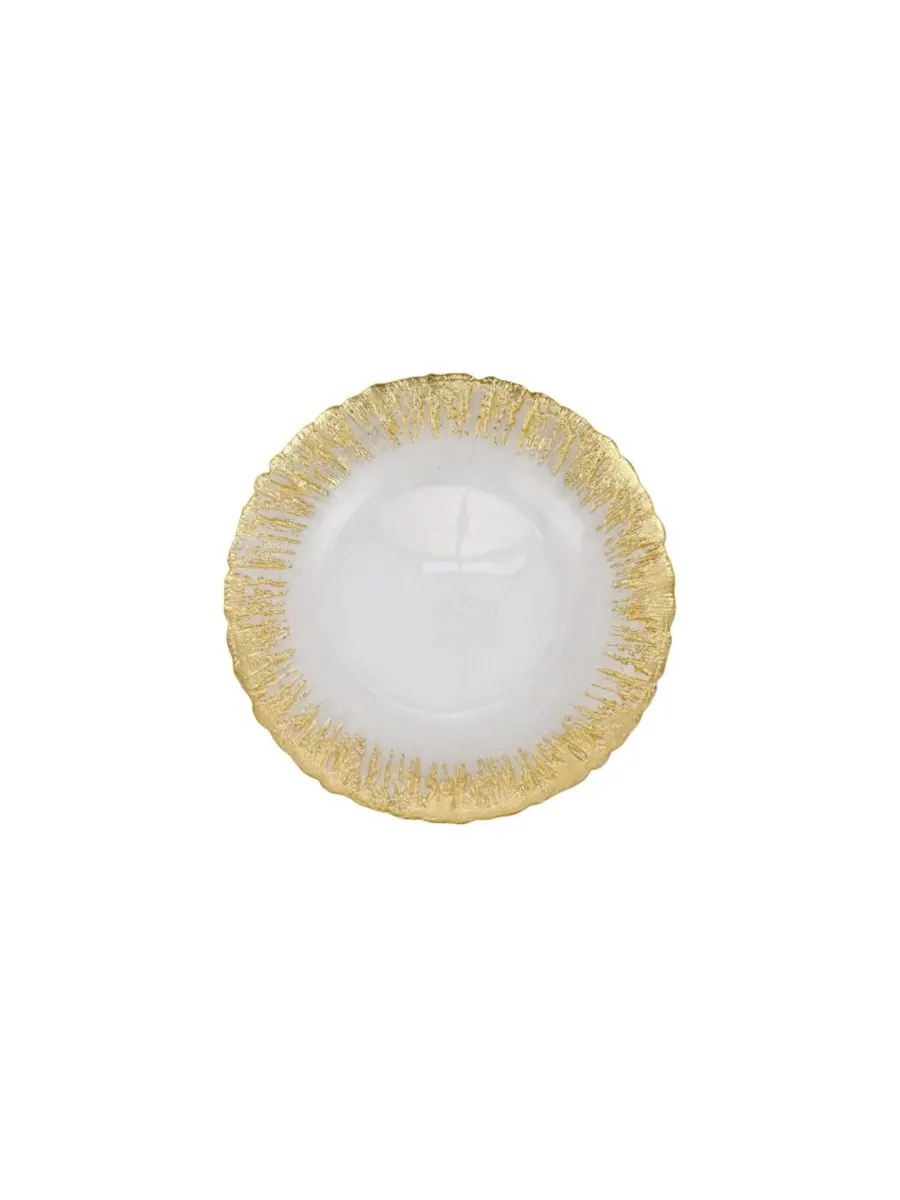 VIETRI Тарелка для канапе Rufolo Glass Gold Brushstroke, 6 дюймов — изображение 1 из 3, золото