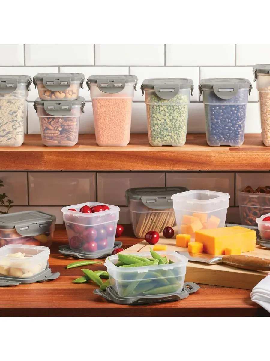 Набор для хранения продуктов Nestable из 30 предметов Rachael Ray — изображение 5 из 10, серый