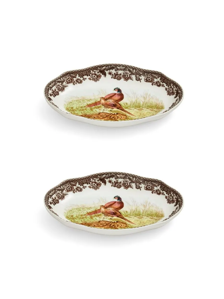 Набор из 2 блюдец для маринования фазана «Лесной лес» Spode — изображение 1 из 6, коричневый