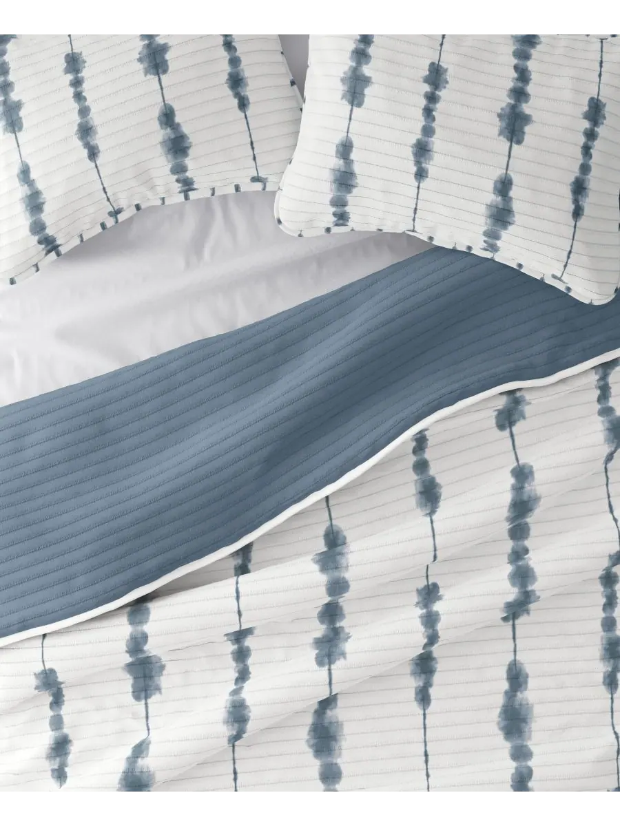 Двустороннее стеганое одеяло Shibori, 3 предмета, легкое, размер Full/Queen Ienjoy Home — изображение 8 из 10, темно-синий