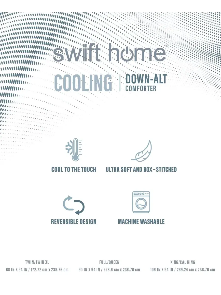 Одеяло Cool Touch легкое двустороннее с наполнителем из полиэстера, Full/Queen Swift Home — изображение 5 из 5, синий