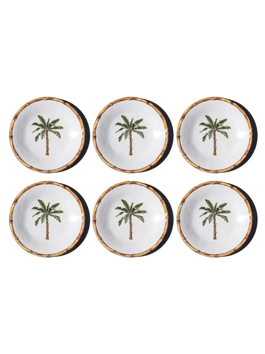 Набор из 6 салатных тарелок Rainforest Palm NewWave Melamine Abode Homewares — изображение 1 из 5, зеленый