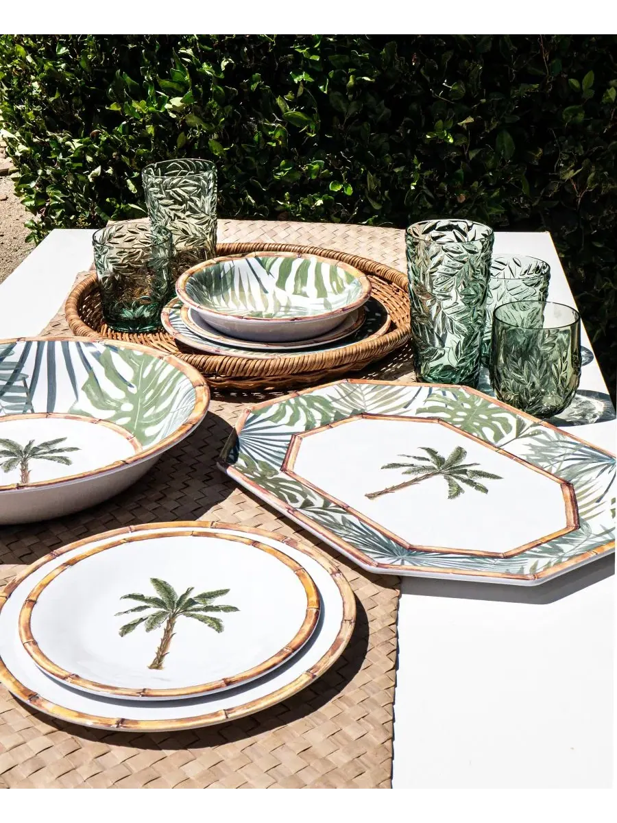Набор из 6 салатных тарелок Rainforest Palm NewWave Melamine Abode Homewares — изображение 4 из 5, зеленый