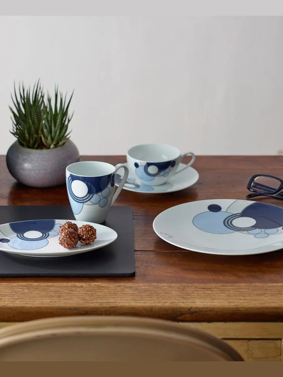 Noritake Набор из 2 чашек (4 предмета) Frank Lloyd Wright Imperial Cabaret Blue, 7 унций (200 мл) и — изображение 5 из 7