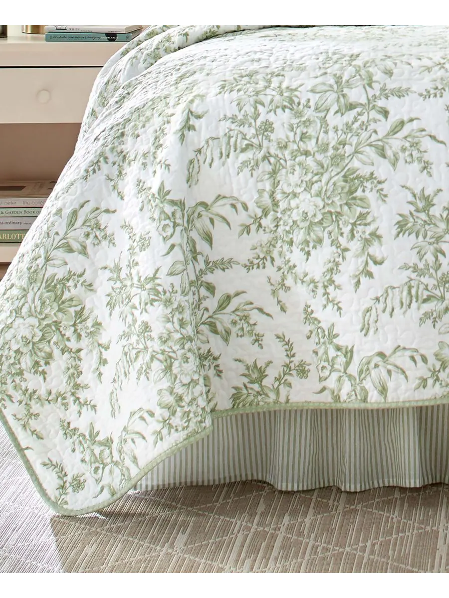 Двустороннее одеяло bedford cotton, 2 предмета, размер twin. Laura Ashley — изображение 5 из 5, шалфейный