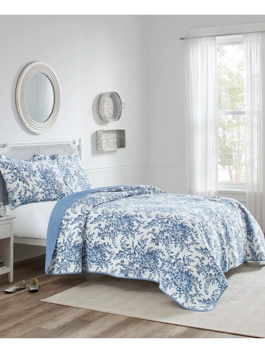 Двустороннее одеяло bedford cotton, 2 предмета, размер twin. Laura Ashley, Delft