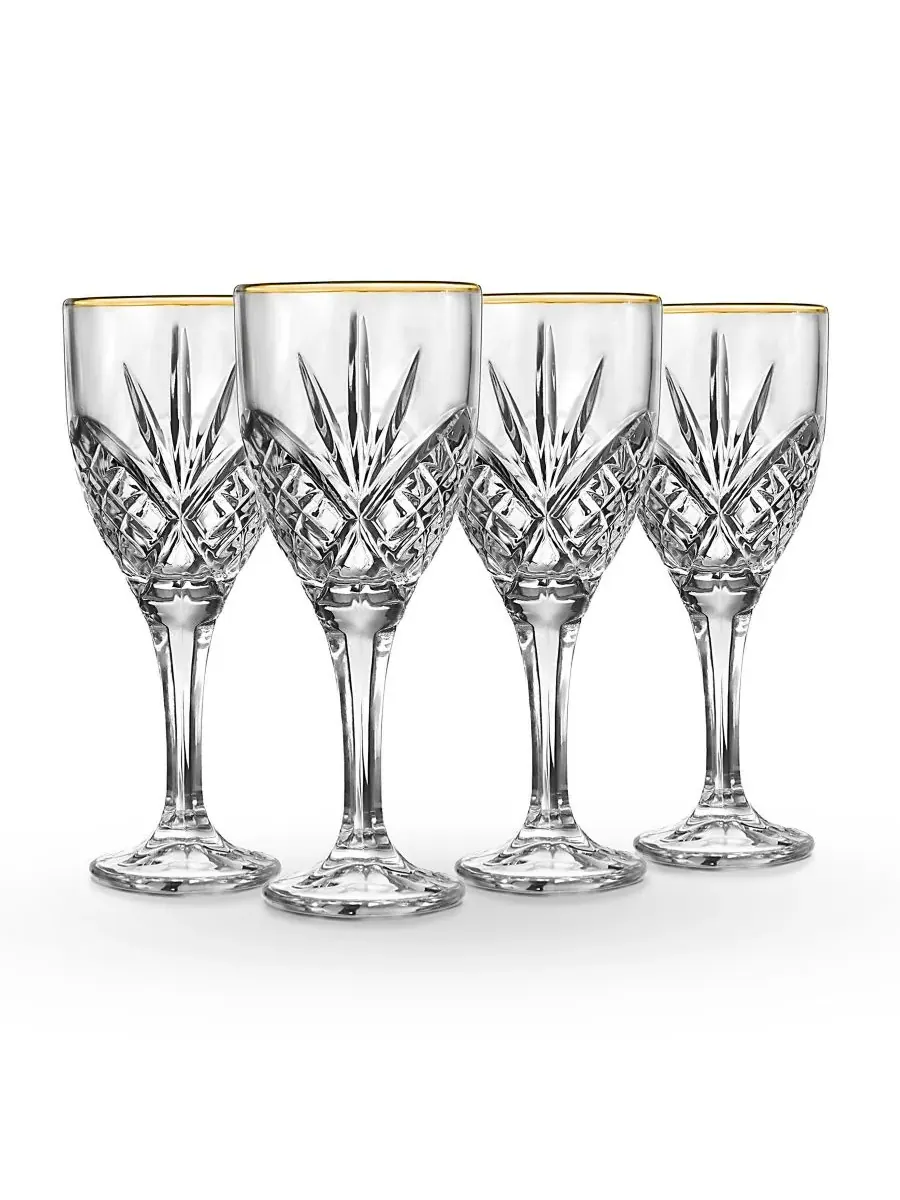 Бокалы Godinger Dublin Gold Goblet, набор из 4 штук — изображение 1 из 3, прозрачный/золотистый
