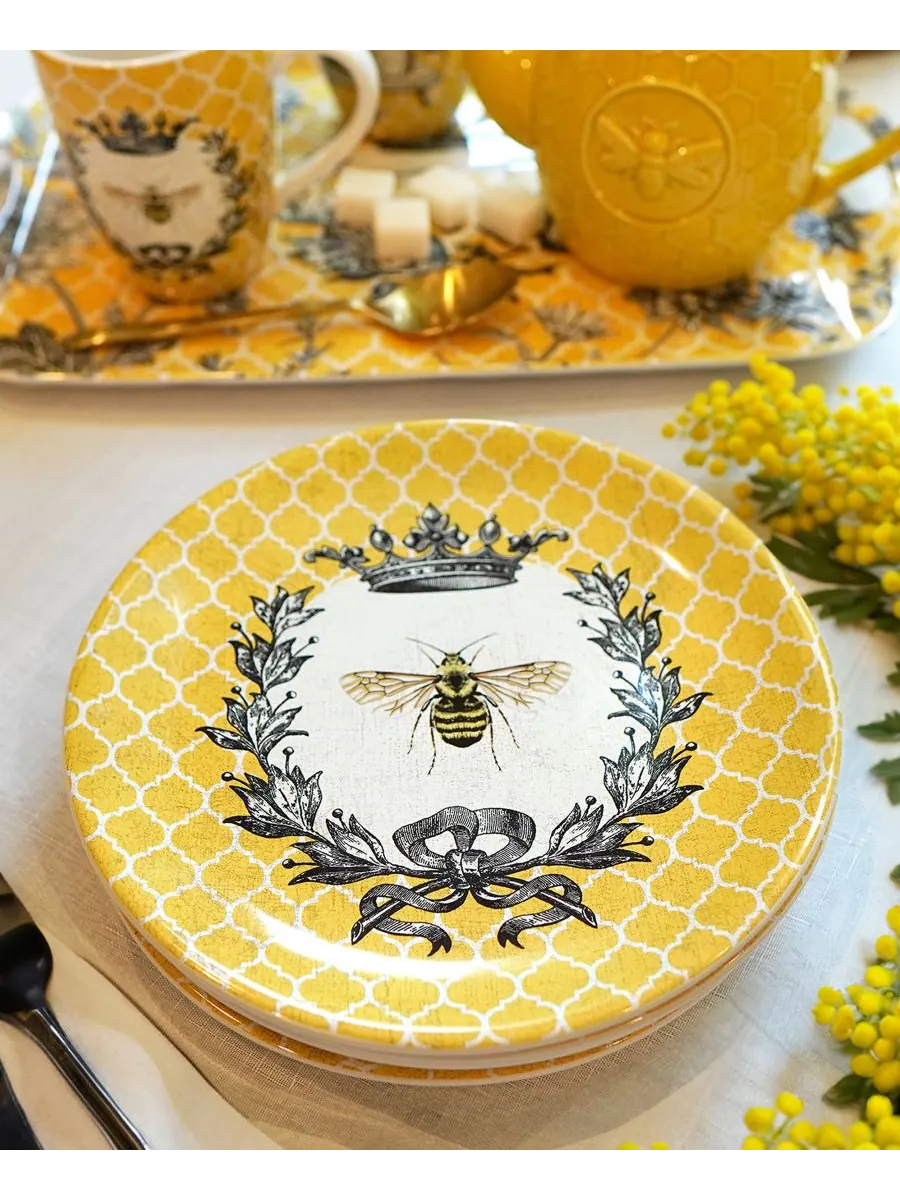 Набор из 4 салатных тарелок French Bees Certified International — изображение 4 из 5, мульти