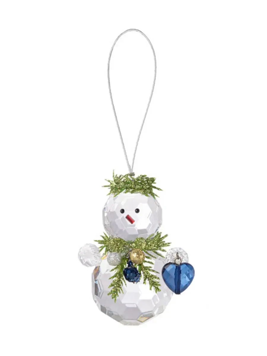 Елочная игрушка-снеговик Kissing Krystals Teeny Mistletoe Snowman with Blue Heart Ganz — изображение 1 из 1