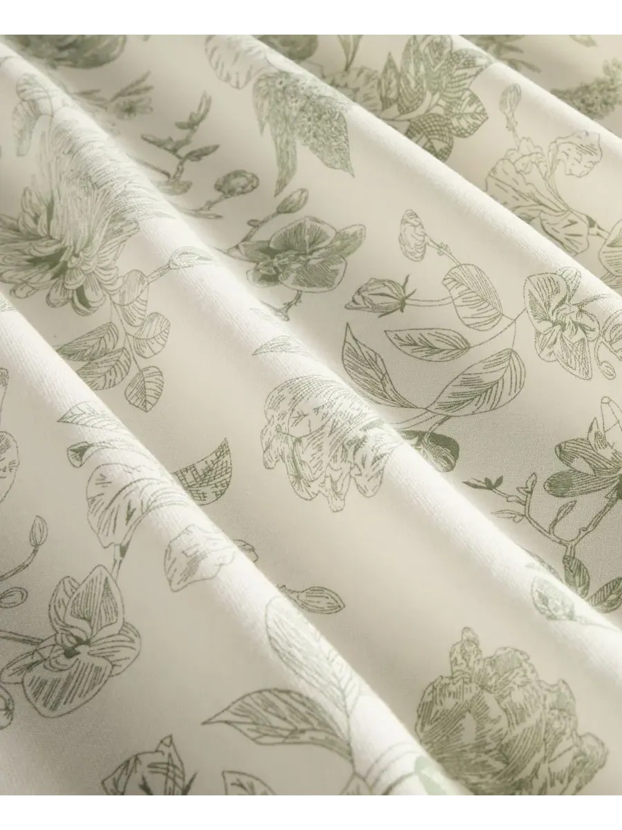 Шторка для ванной из хлопка с принтом Vintage Floral Sage ienjoy Home — изображение 8 из 8, зеленый