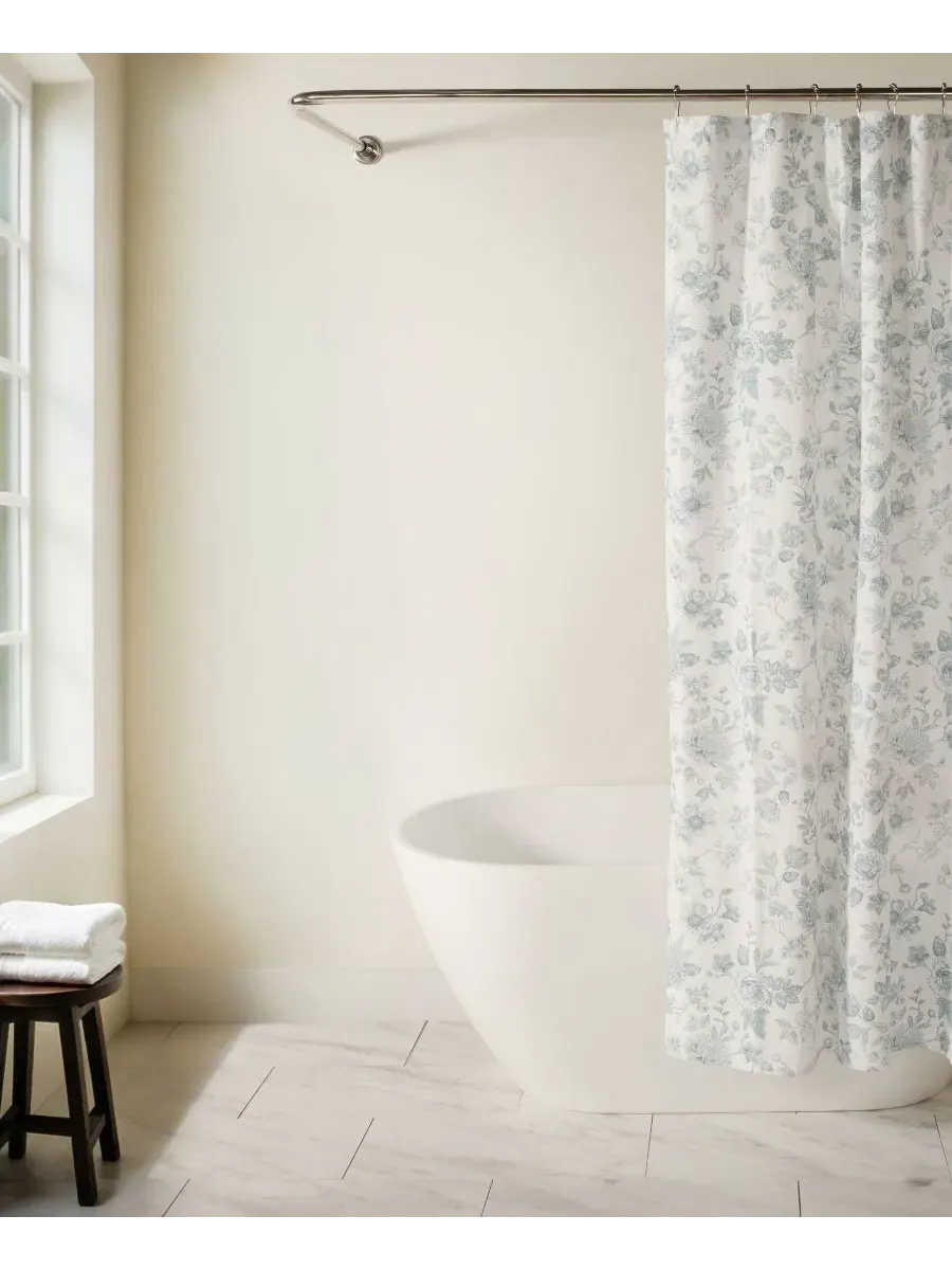 Шторка для ванной 183 x 183 см с принтом Vintage Floral Light Blue ienjoy Home — изображение 1 из 8, винтажный светлый синий
