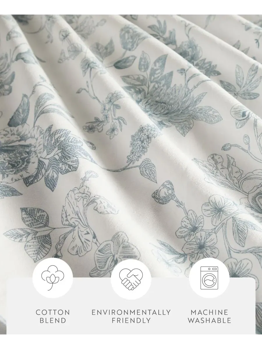 Шторка для ванной 183 x 183 см с принтом Vintage Floral Light Blue ienjoy Home — изображение 3 из 8, винтажный светлый синий