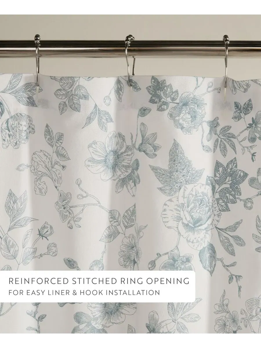 Шторка для ванной 183 x 183 см с принтом Vintage Floral Light Blue ienjoy Home — изображение 4 из 8, винтажный светлый синий