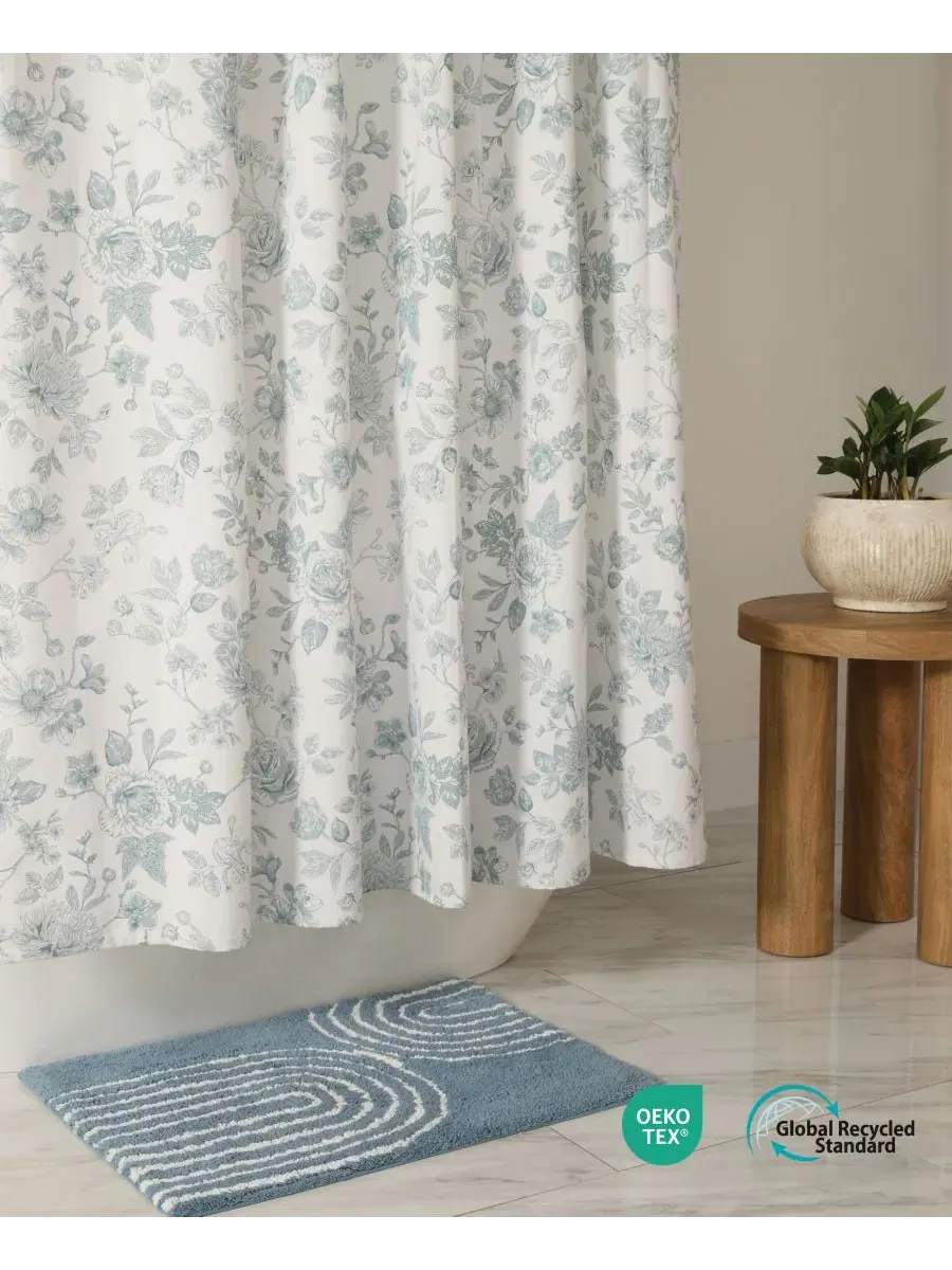 Шторка для ванной 183 x 183 см с принтом Vintage Floral Light Blue ienjoy Home — изображение 6 из 8, винтажный светлый синий