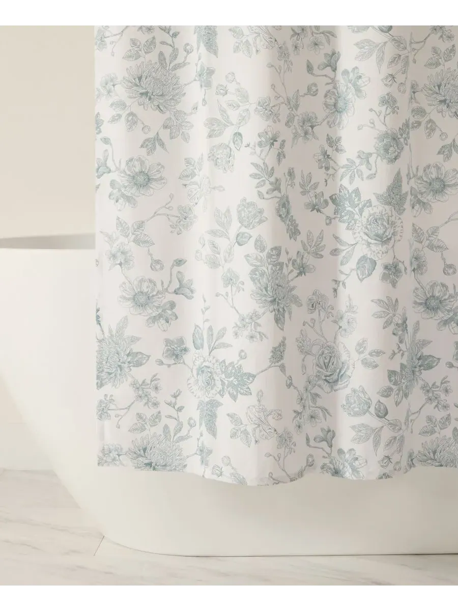Шторка для ванной 183 x 183 см с принтом Vintage Floral Light Blue ienjoy Home — изображение 7 из 8, винтажный светлый синий