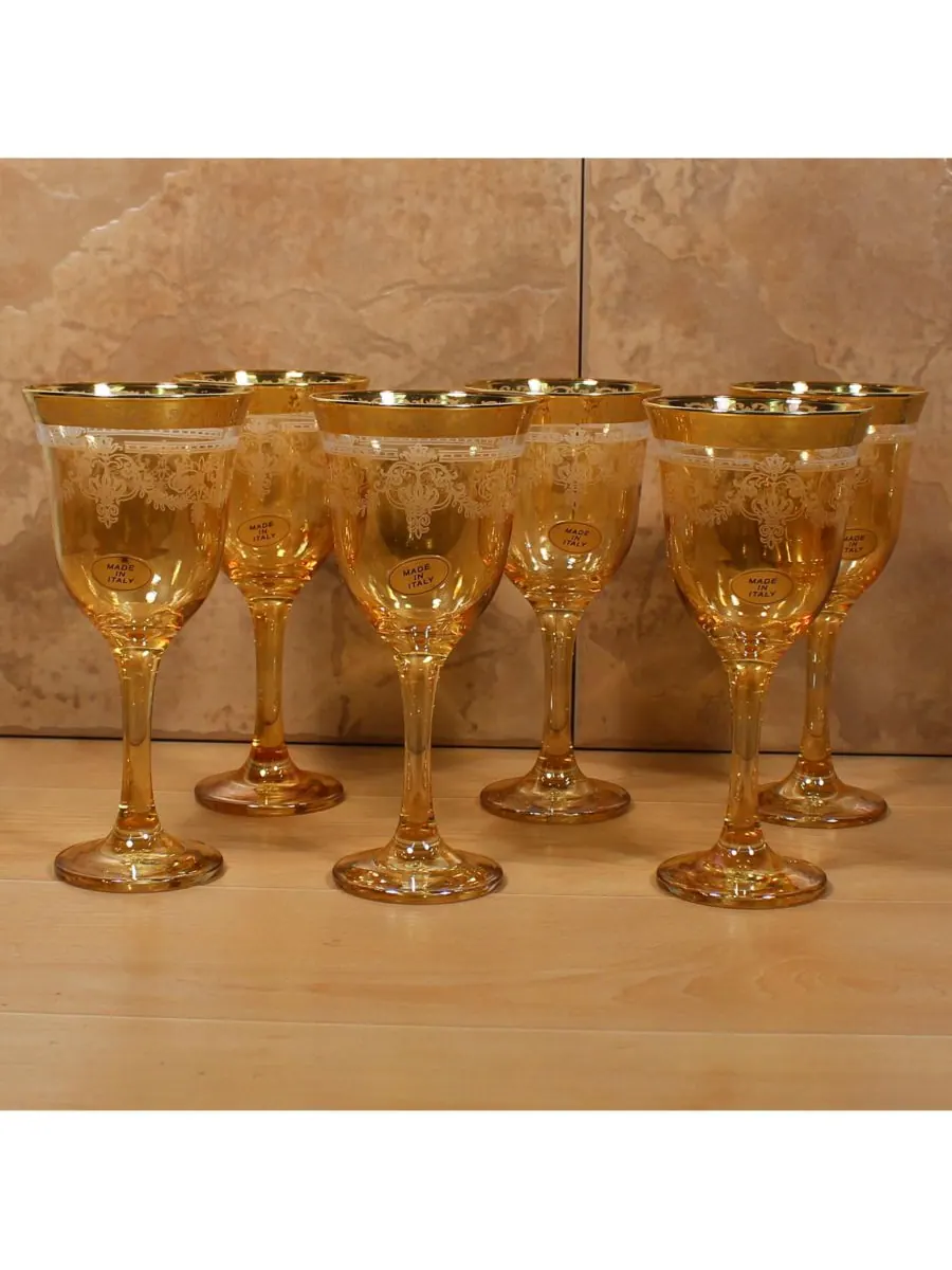 Lorren Home Trends Янтарные бокалы, набор из 6 штук — изображение 3 из 3, янтарный