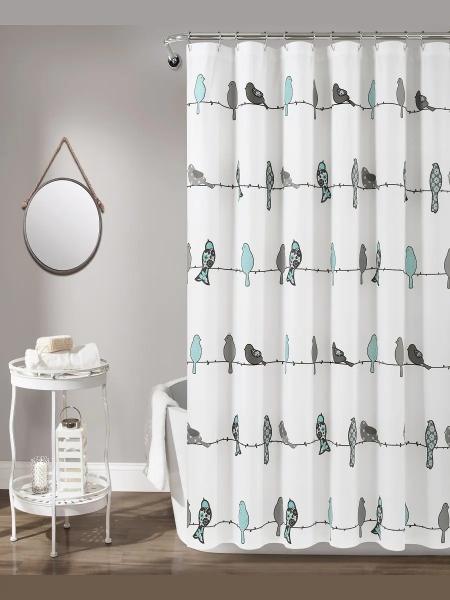 Занавеска для душа Rowley Birds, 72" x 72" Lush Décor — изображение 1 из 6, синий