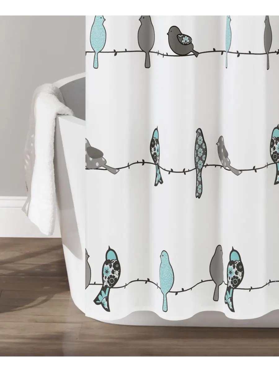Занавеска для душа Rowley Birds, 72" x 72" Lush Décor — изображение 3 из 6, синий
