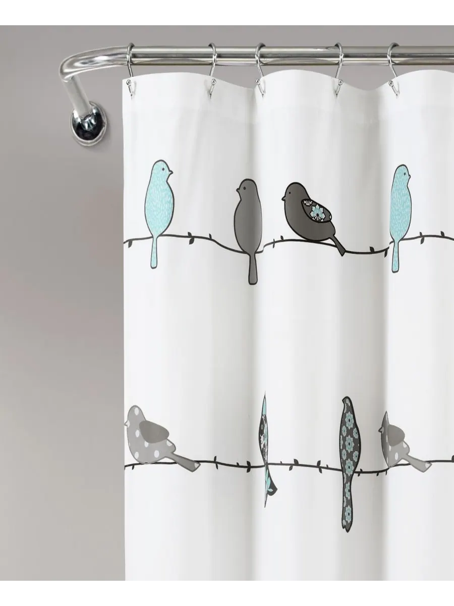 Занавеска для душа Rowley Birds, 72" x 72" Lush Décor — изображение 5 из 6, синий