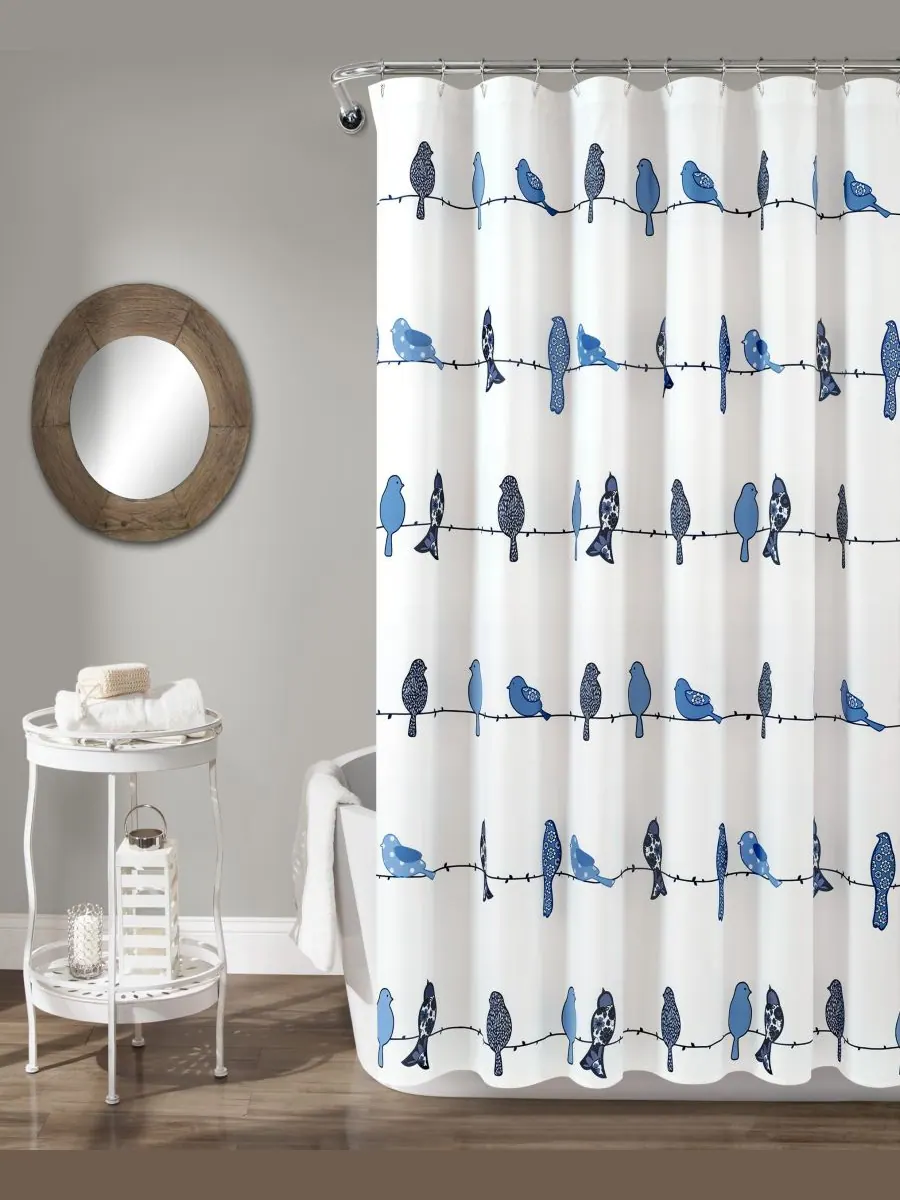 Занавеска для душа Rowley Birds, 72" x 72" Lush Décor — изображение 1 из 6, темно-синий