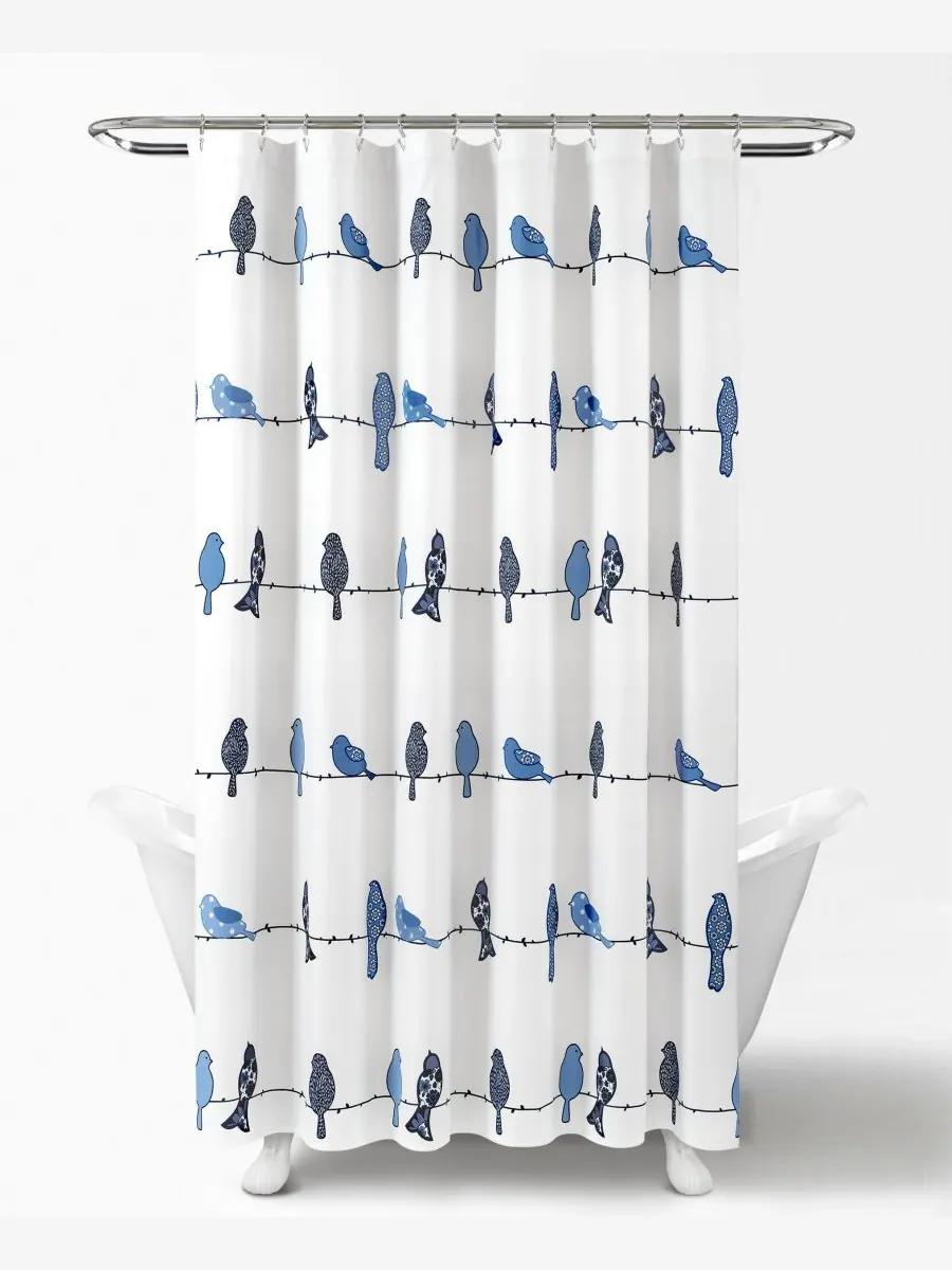 Занавеска для душа Rowley Birds, 72" x 72" Lush Décor — изображение 2 из 6, темно-синий