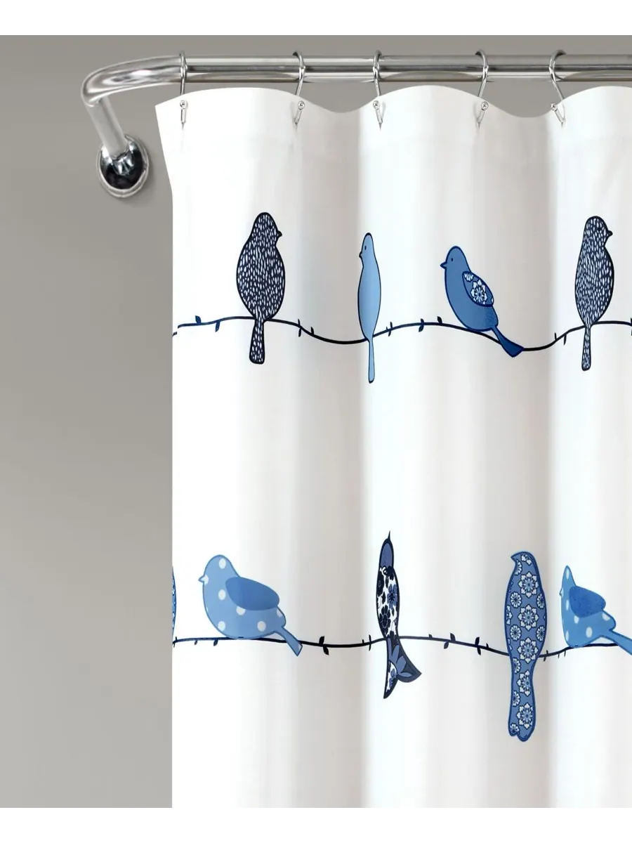 Занавеска для душа Rowley Birds, 72" x 72" Lush Décor — изображение 3 из 6, темно-синий