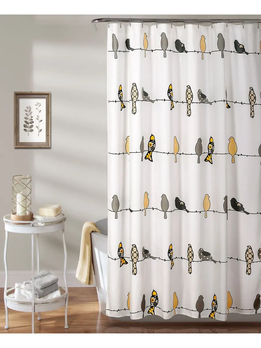 Занавеска для душа Rowley Birds, 72" x 72" Lush Décor — изображение 1 из 3, желтый