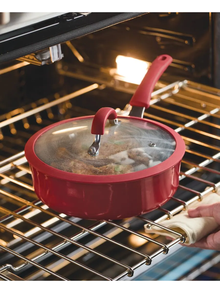 Алюминиевая антипригарная сковорода Cook + Create с крышкой, 3 кварты Rachael Ray — изображение 6 из 9, серый