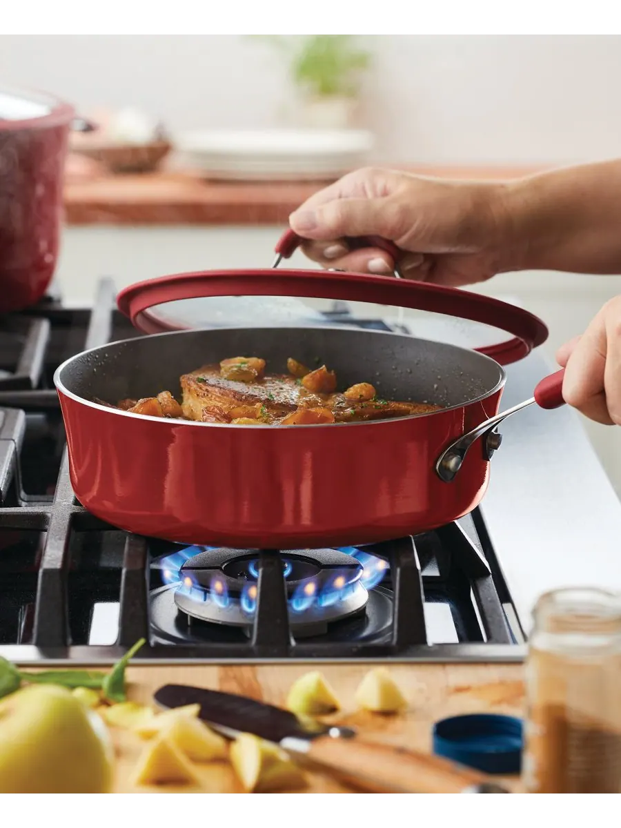 Алюминиевая антипригарная сковорода Cook + Create с крышкой, 3 кварты Rachael Ray — изображение 7 из 9, серый