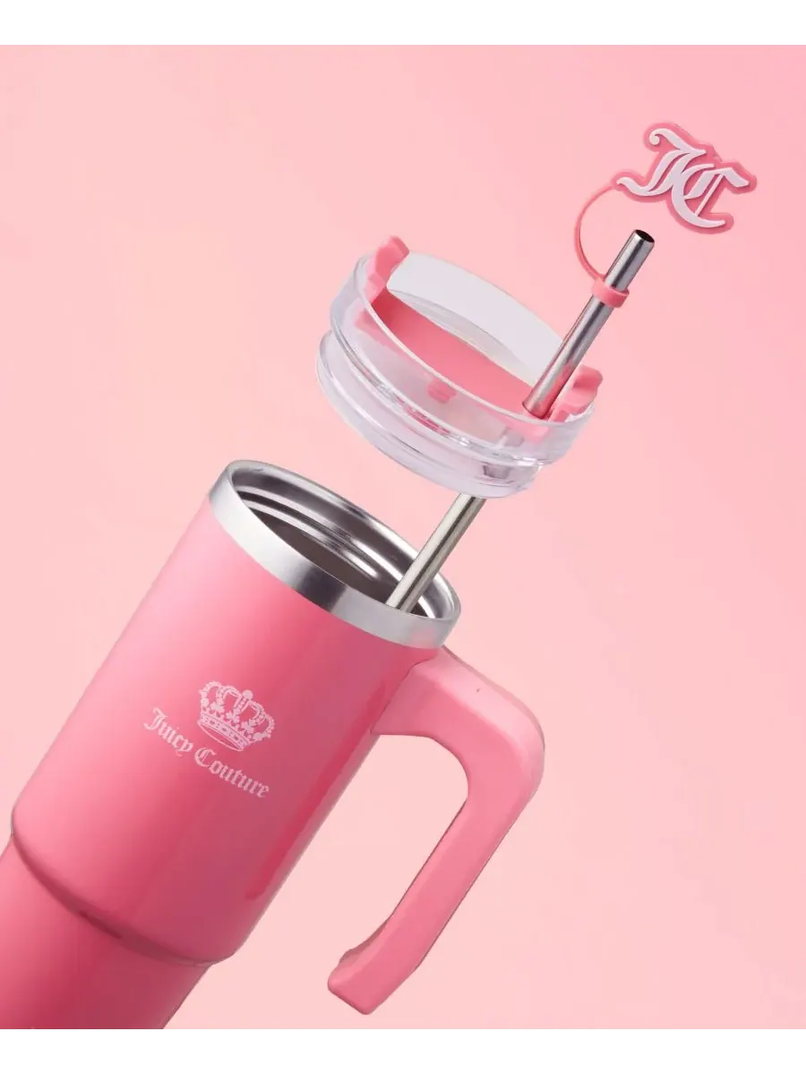 Полезная дорожная кружка Jetsetter из нержавеющей стали, 0,9 л Juicy Couture — изображение 3 из 9, розовый