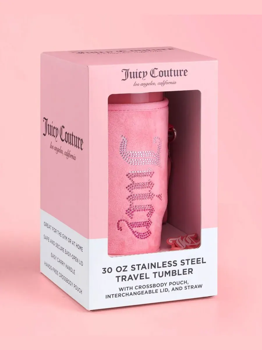 Полезная дорожная кружка Jetsetter из нержавеющей стали, 0,9 л Juicy Couture — изображение 7 из 9, розовый