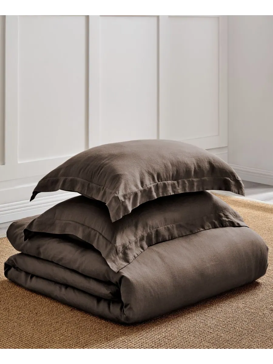 Пододеяльник из стираного льна, однотонный, размер twin/twin xl Levtex — изображение 2 из 7, коричневый