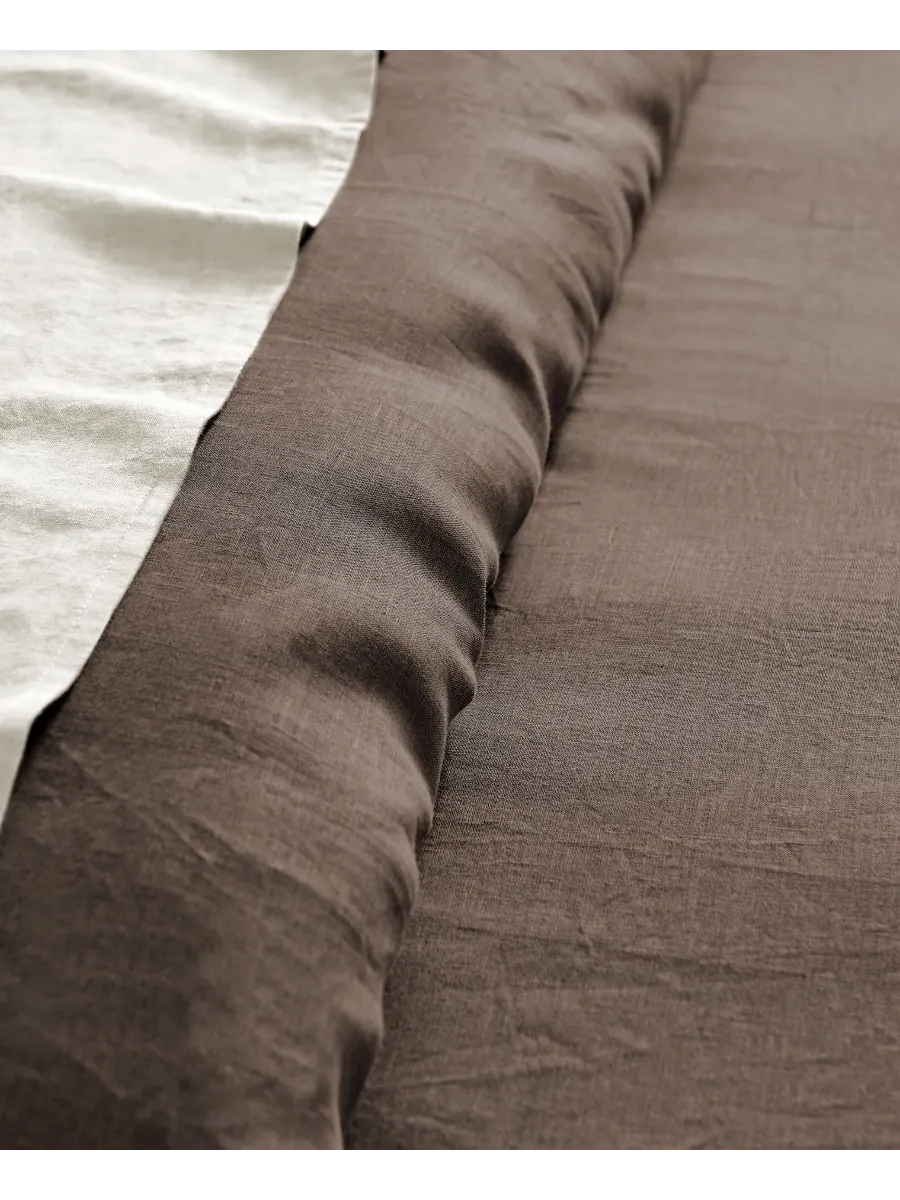 Пододеяльник из стираного льна, однотонный, размер twin/twin xl Levtex — изображение 3 из 7, коричневый