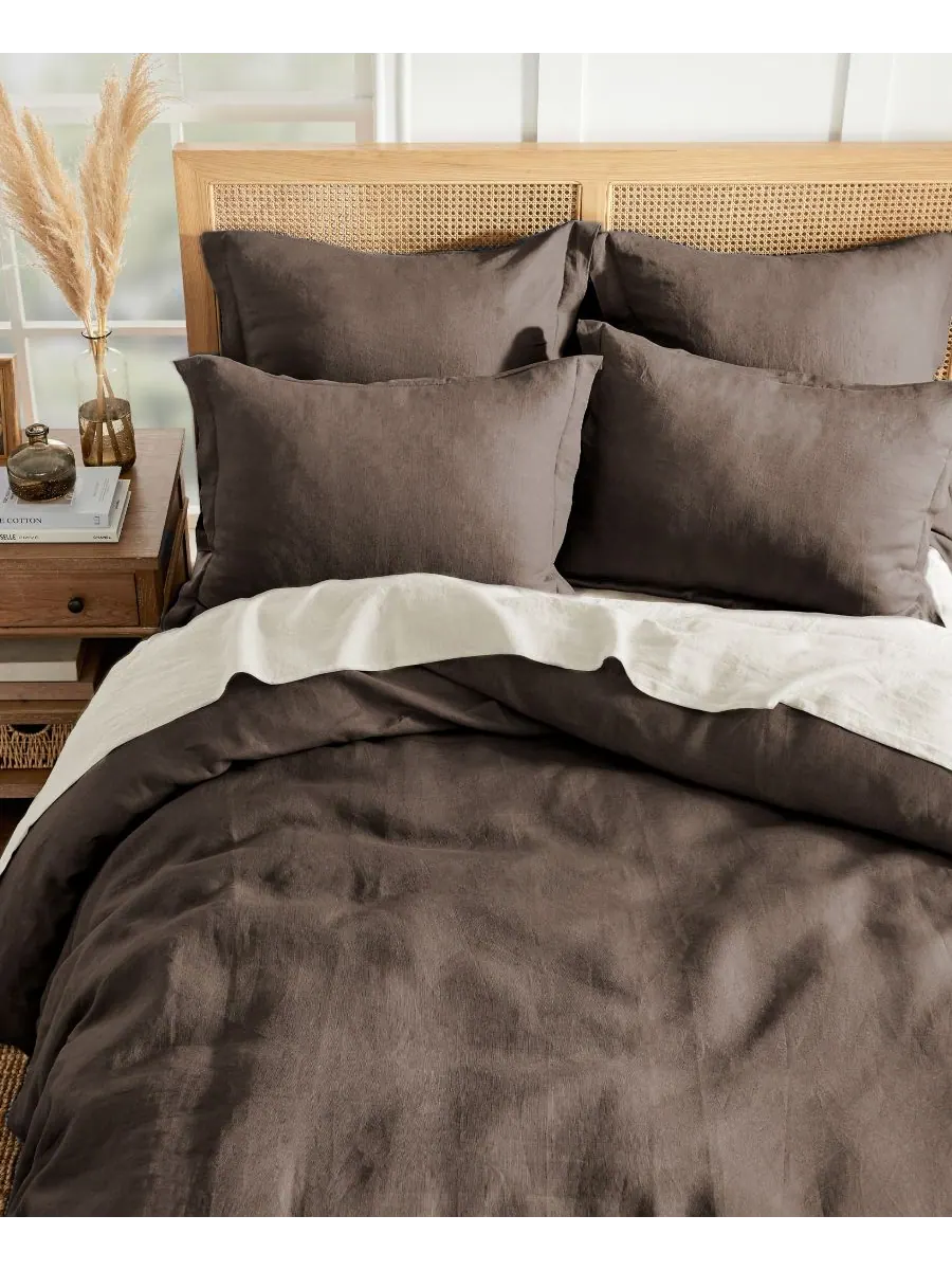 Пододеяльник из стираного льна, однотонный, размер twin/twin xl Levtex — изображение 4 из 7, коричневый
