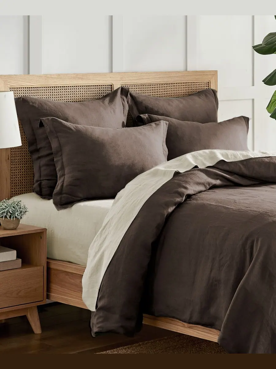 Пододеяльник из стираного льна, однотонный, размер twin/twin xl Levtex — изображение 6 из 7, коричневый