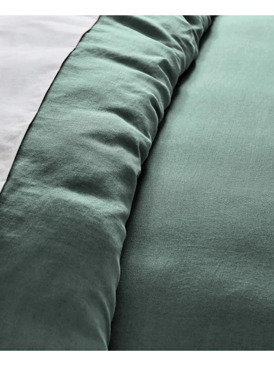 Пододеяльник из стираного льна, однотонный, размер twin/twin xl Levtex — изображение 6 из 6, зеленый