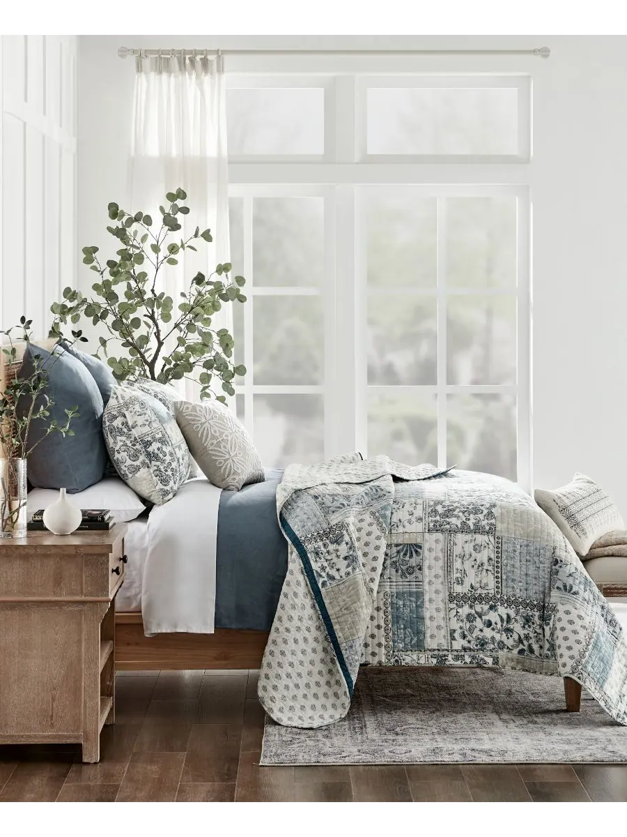 Пододеяльник из стираного льна, однотонный, размер Twin/Twin XL Levtex — изображение 5 из 6, синий