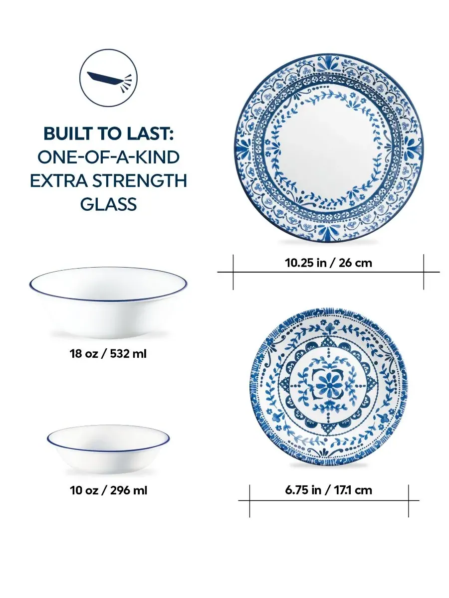 Столовый сервиз Portofino, 16 предметов, на 4 персоны Corelle — изображение 7 из 7, белый